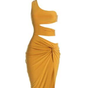 SOLD NTW JLUXLABEL One Night Only Dress in Mustard Size Large